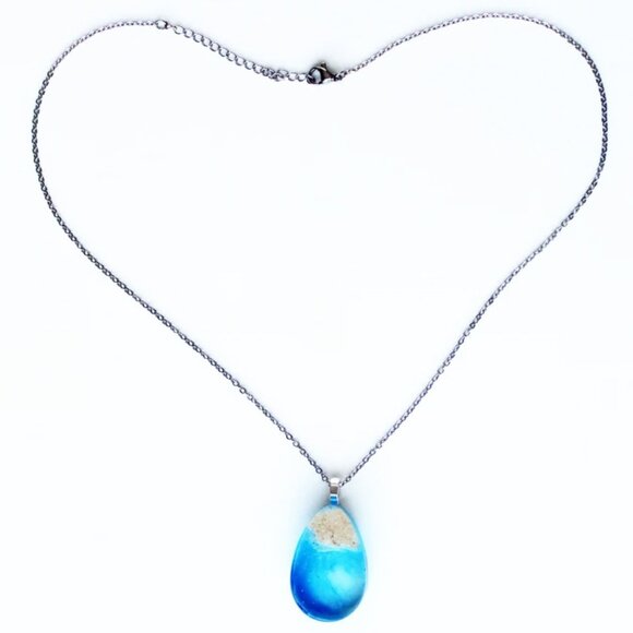 One of a kind beach sand necklace ocean pendant handmade w/Caribbean beach sand - Picture 2 of 4